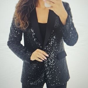 Women's Black Sequin Blazer